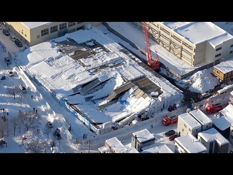 雪の重みで仮設屋根崩落か　作業員男性死亡　札幌市豊平区の小学校